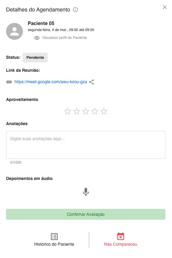 Avaliação Detalhada de Consultas com Texto e Áudio